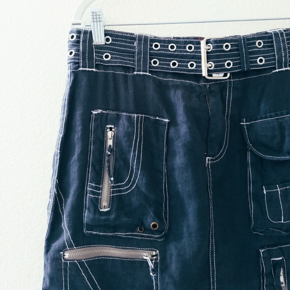 BOGO++ PETE & GRETA by JOHNNY WAS NAVY LINEN CARGO SKIRT - Picture 4 of 5